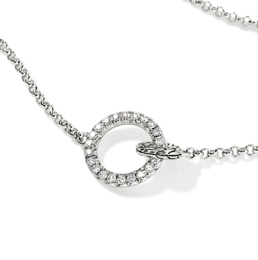 Sterling Silver Essentials Diamond Interlocking Link Pendant Necklace by John Hardy