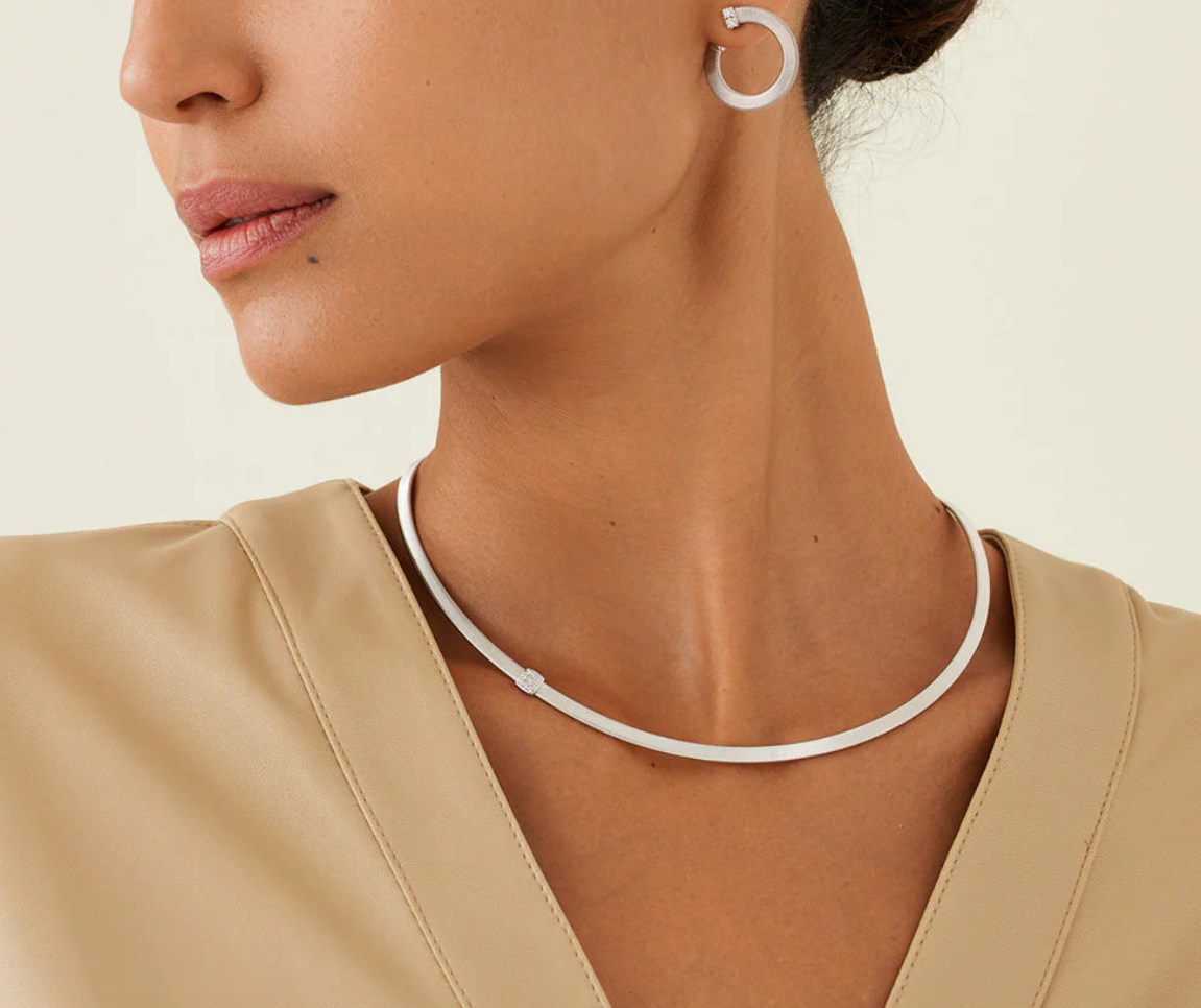 18K WG Masai Coil Necklace with Diamonds by Marco Bicego