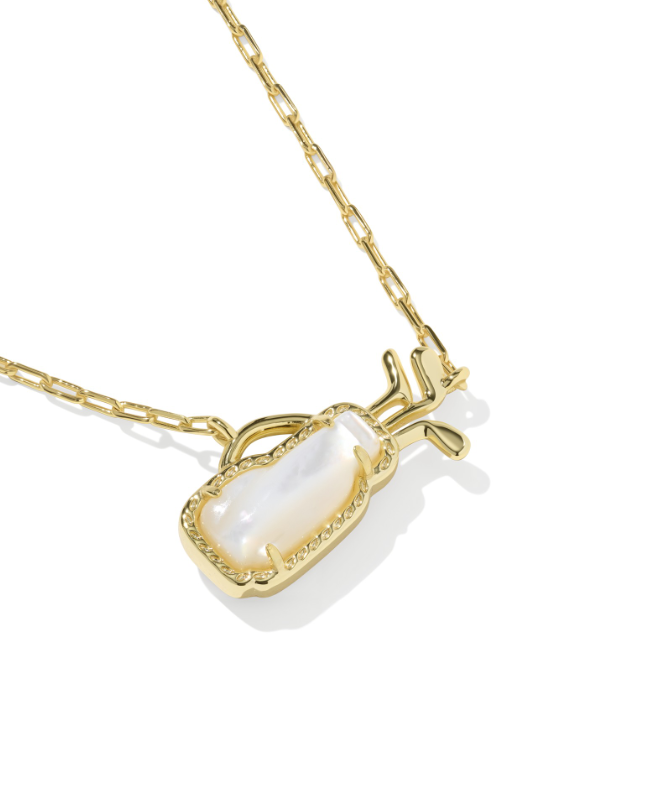 Gold Plated Golf Short Pendant in Ivory Mother Of Pearl by Kendra Scott