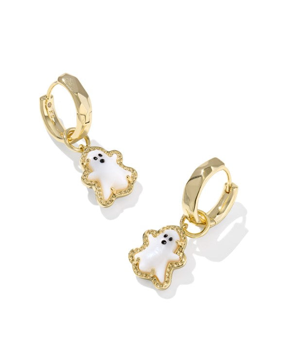 Gold Plated Ghost Huggie Earrings in White MOP by Kendra Scott Main image