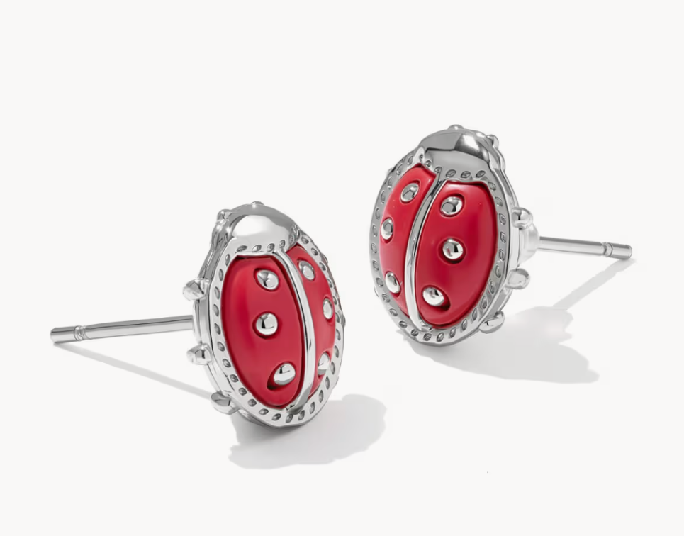 Silver Plated Ladybug Studs in Red Vermillion Magnesite by Kendra Scott Main image