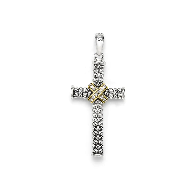 SS/18K Men's Anthem Diamond Cross Pendant by LAGOS