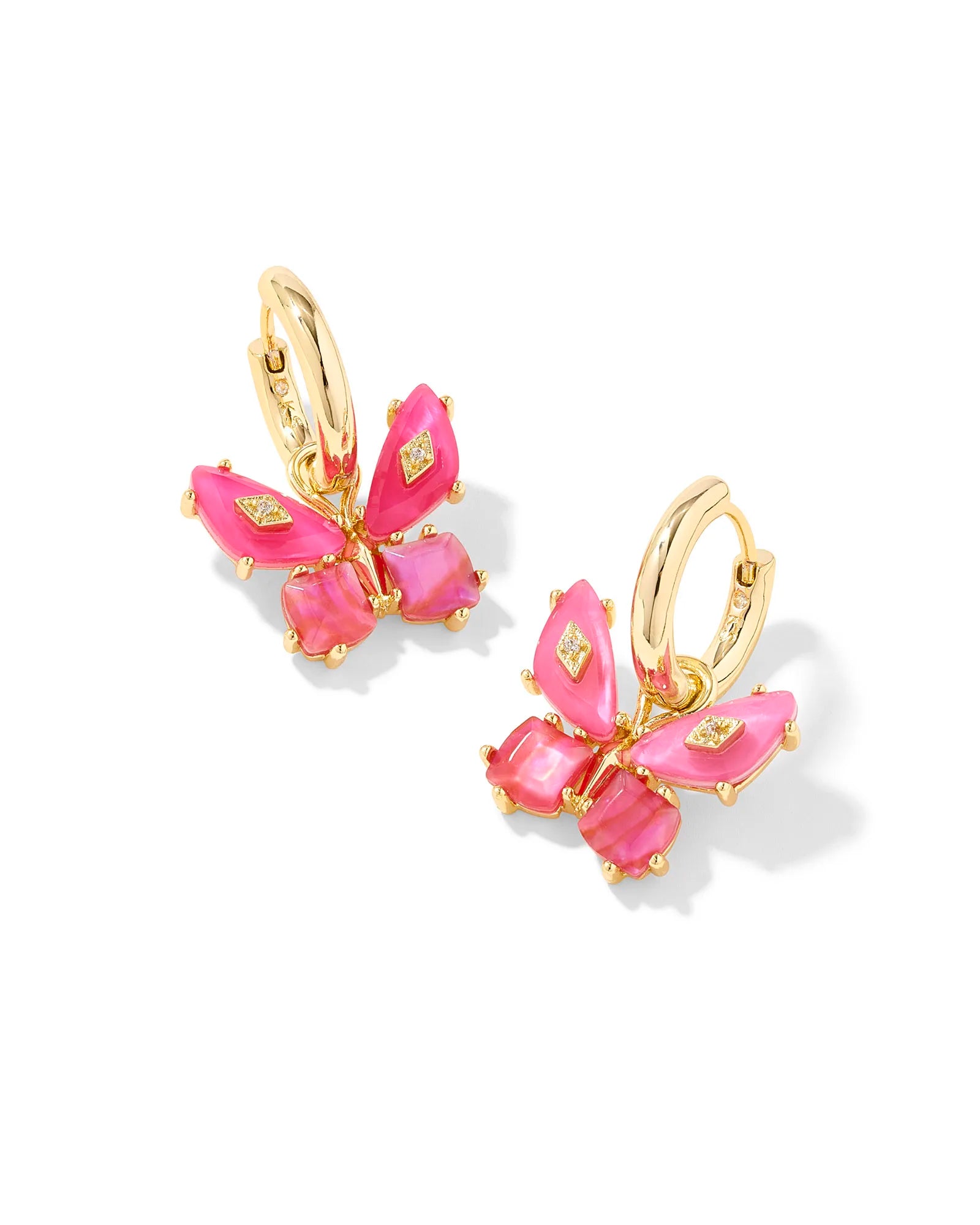 Bianca Gold Plated Butterfly Huggies in Pink Mix by Kendra Scott Main image