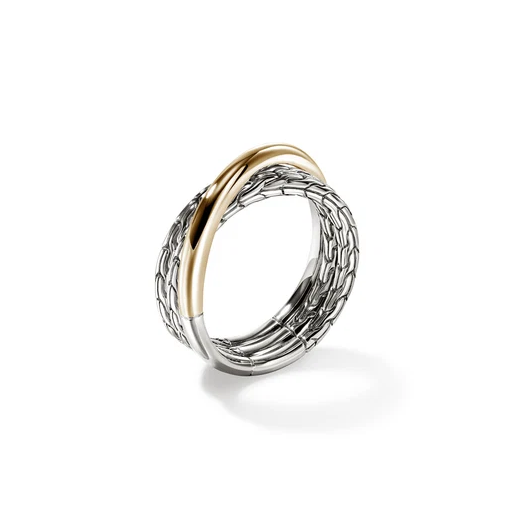 Sterling Silver & 14K Yellow Gold Essential Crossover Band by John Hardy Main image