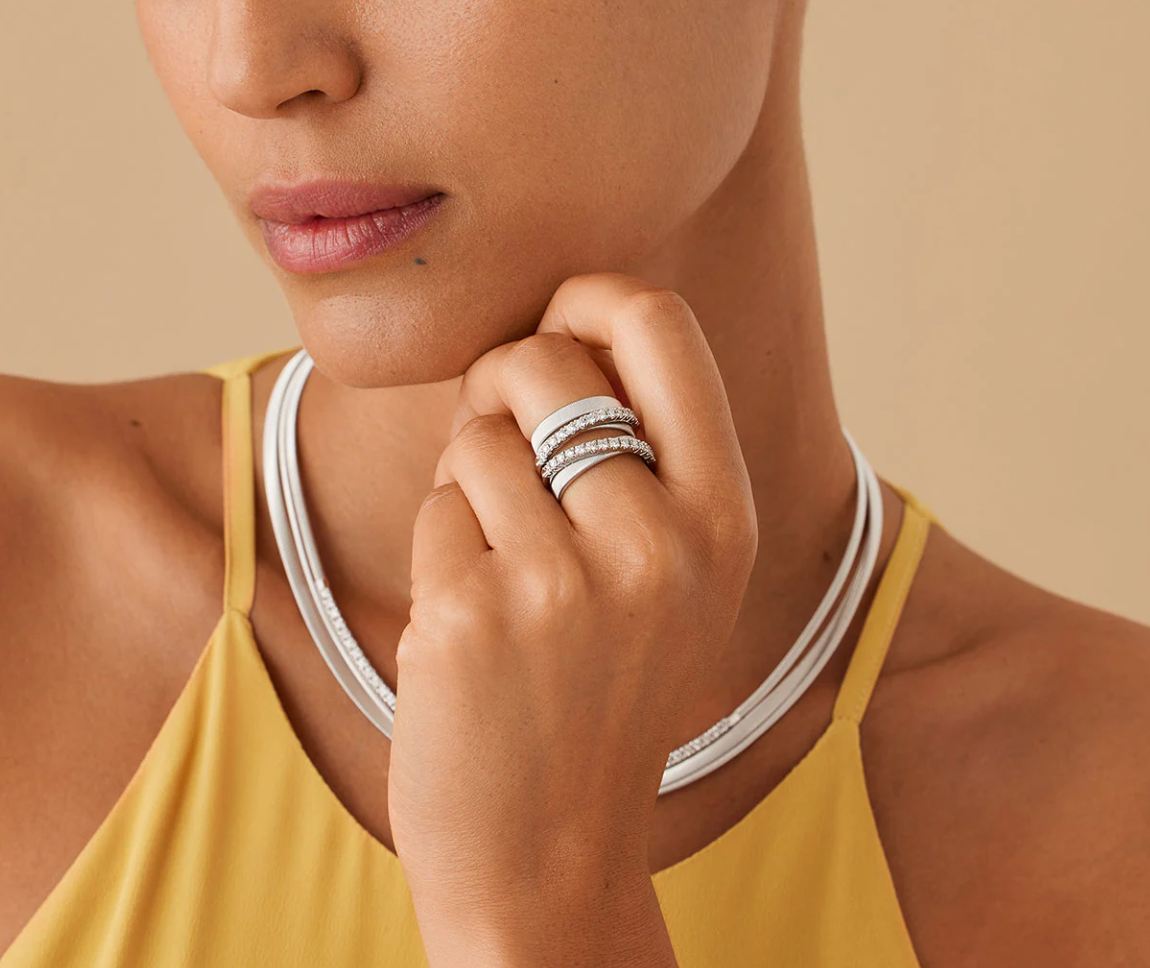 18K WG Masai 5-Strand Ring with Diamonds by Marco Bicego