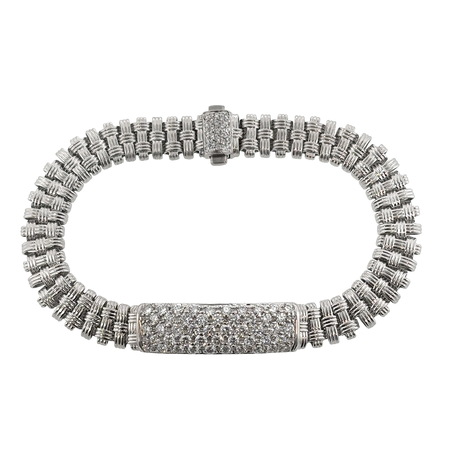 18K White Gold Appassionata Pave Diamond ID Bracelet by Roberto Coin Main image