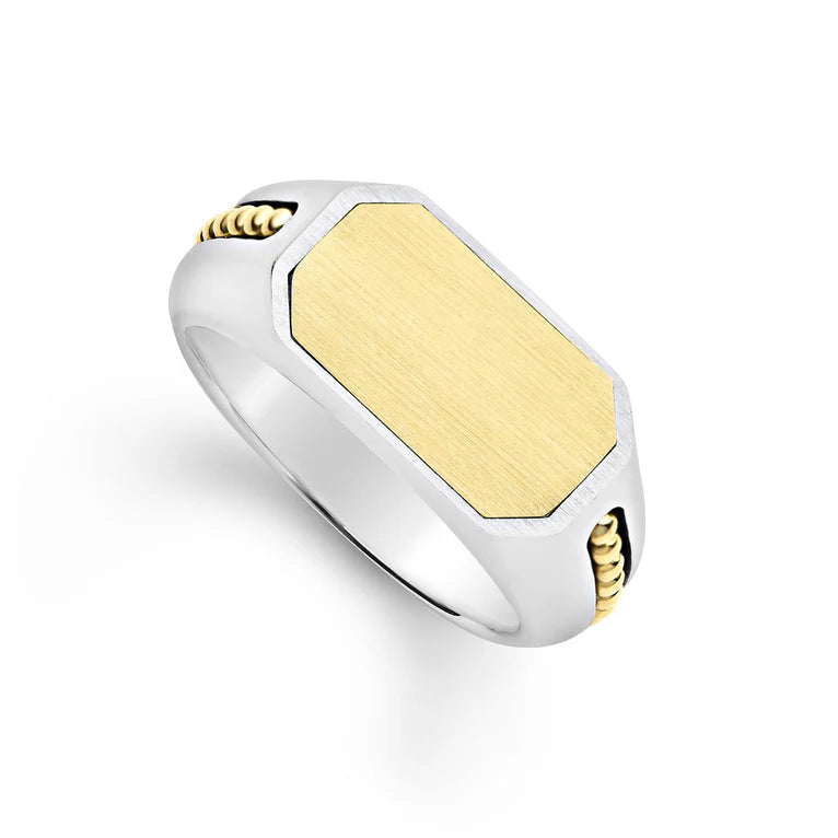 SS/18K Two-Tone Octagon Men's Ring by LAGOS