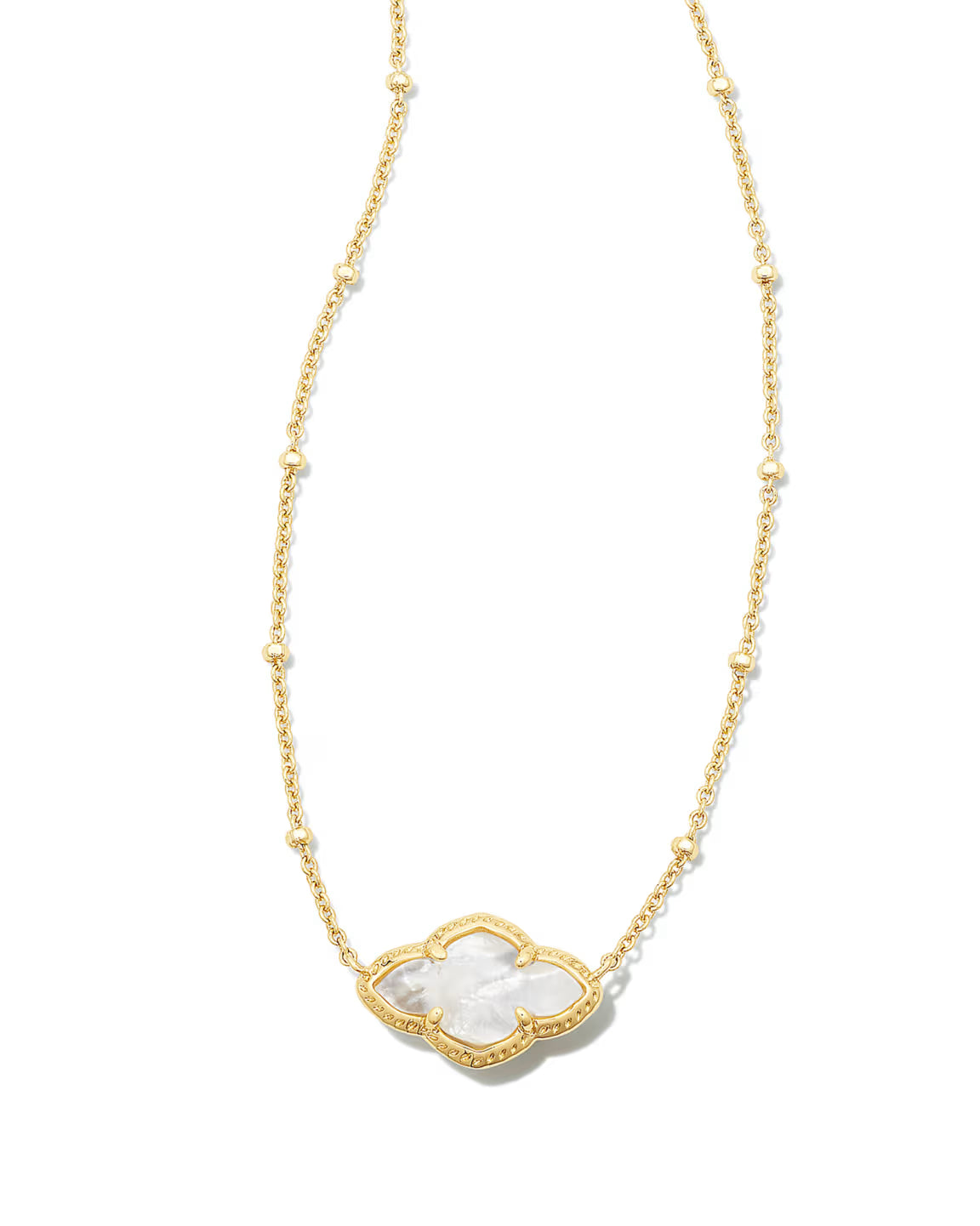 Abbie Gold Pendant Necklace in Ivory Mother-of-Pearl Main image