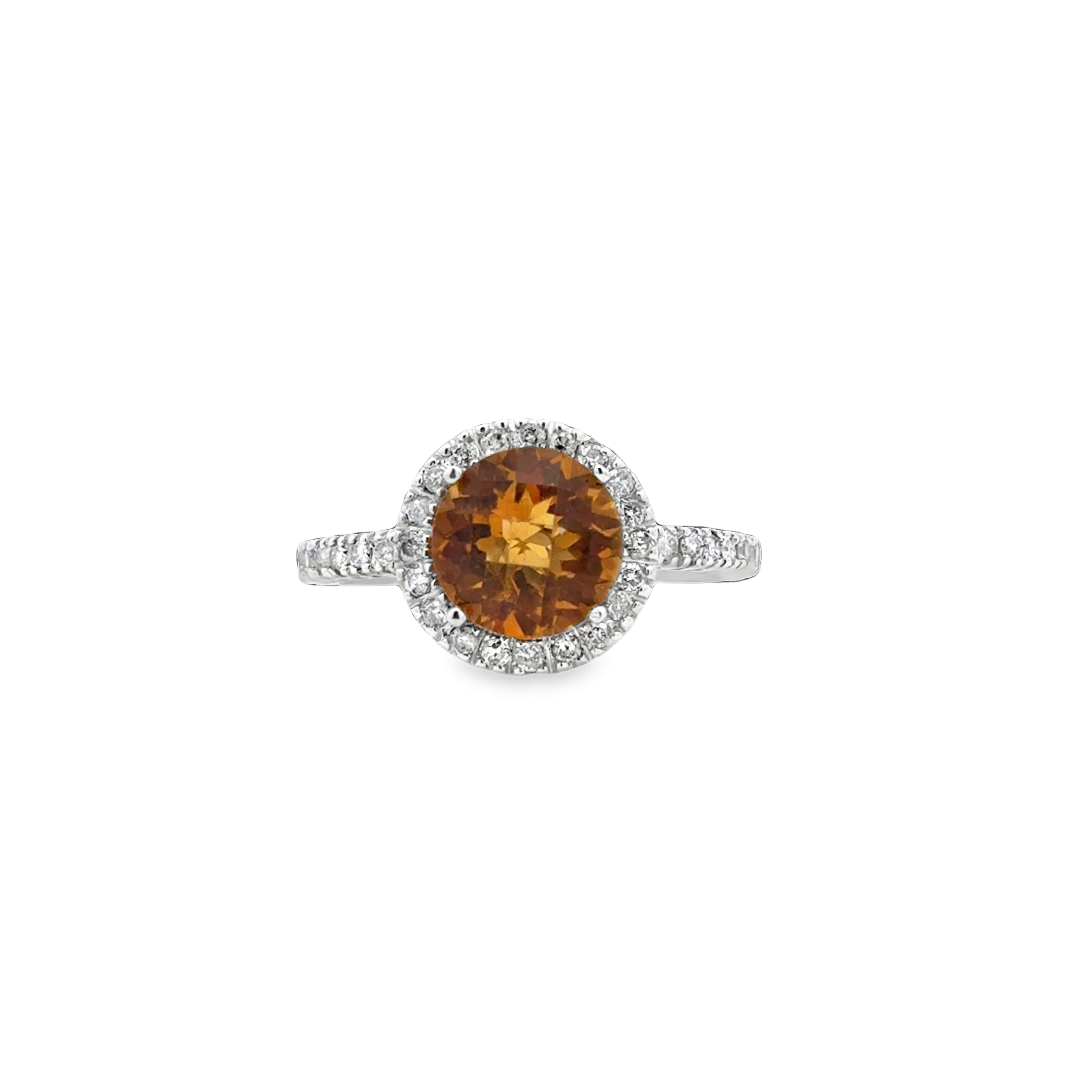 14K WG Citrine & Diamond Halo Ring *Estate Item, Sold as is, Final Sale* Main image