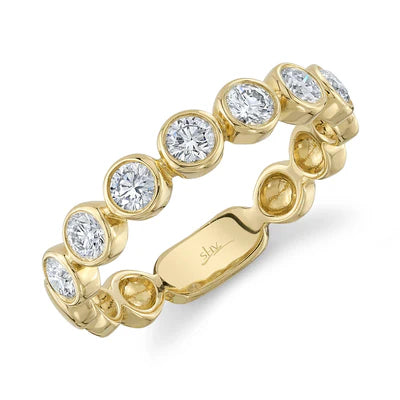 14K YG Round Diamond Bezel Stackable Band Main image