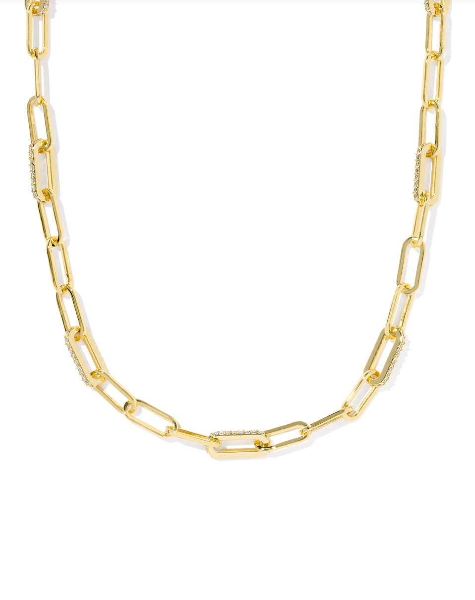 Gold Plated Bella Chain Necklace in White CZ by Kendra Scott Secondary image