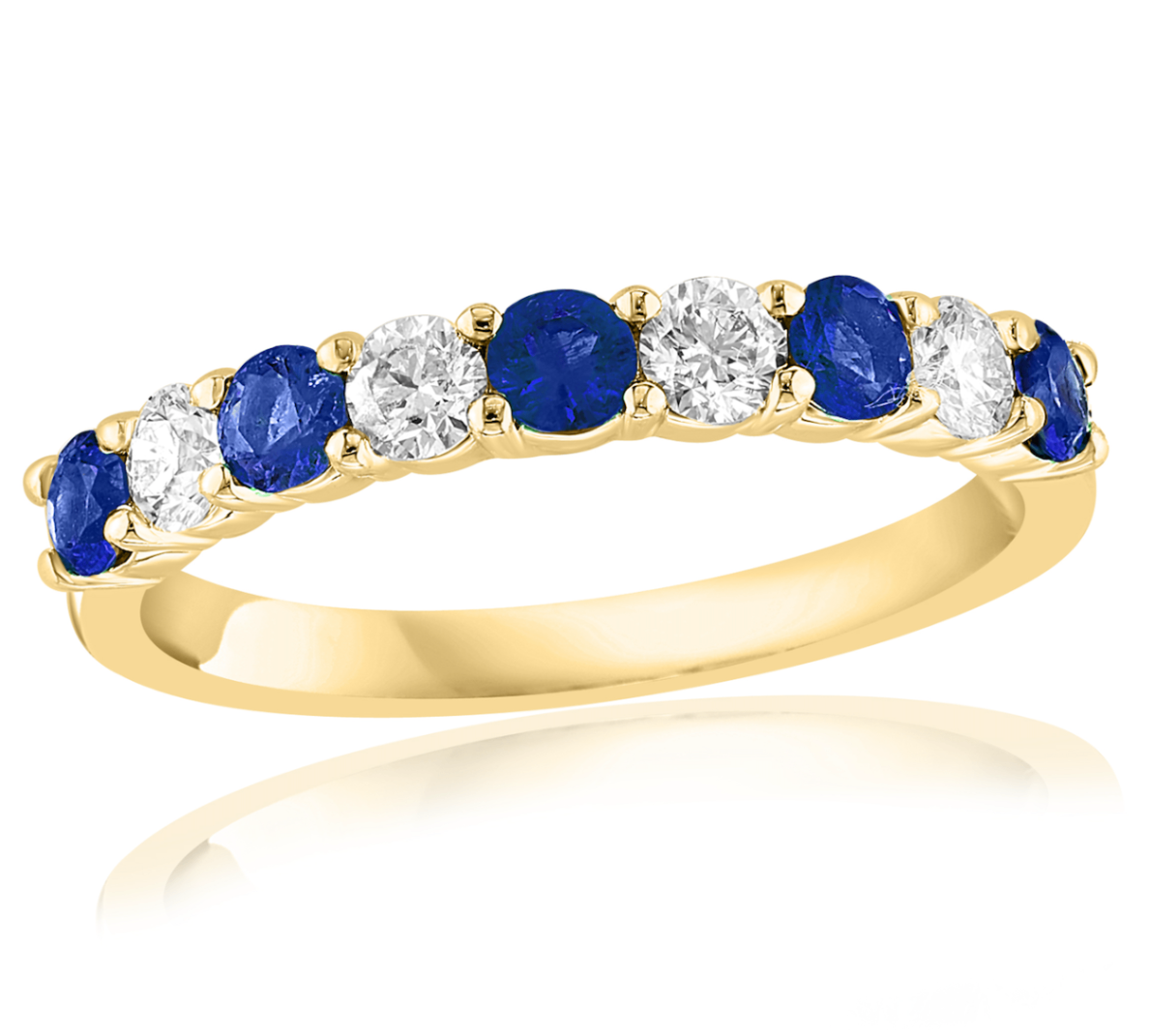 14K WG Sapphire & Diamond Alternating Band