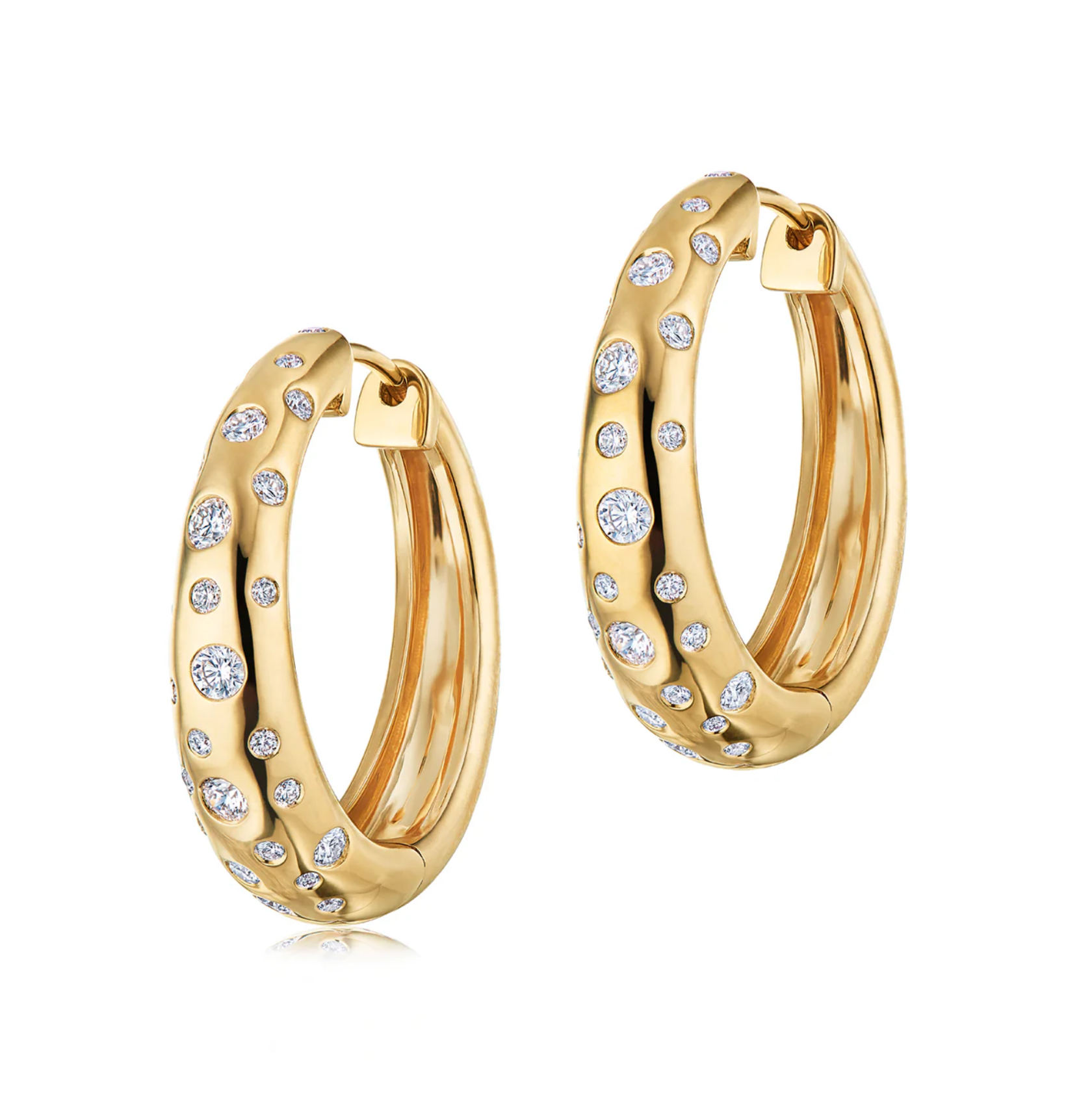 18K Yellow Gold Diamond Cobblestone Hoops by KWIAT Main image