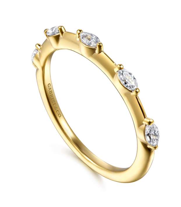 14K Yellow Gold Marquise Diamond Station Band by Gabriel NY
