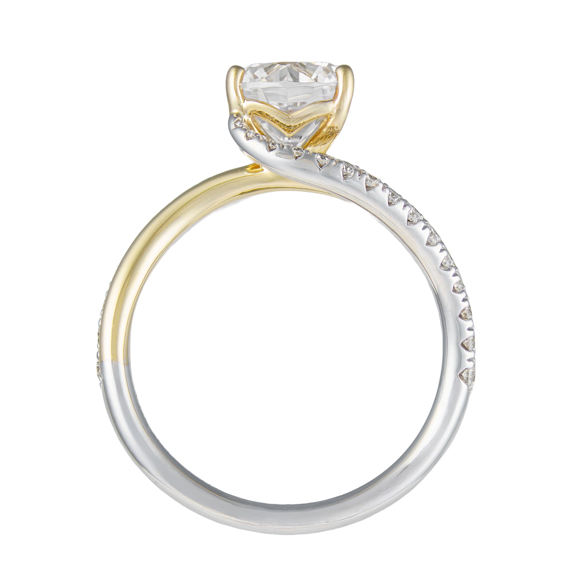 14K Two-Tone Diamond Bypass Style Semi-Mount by Vlora