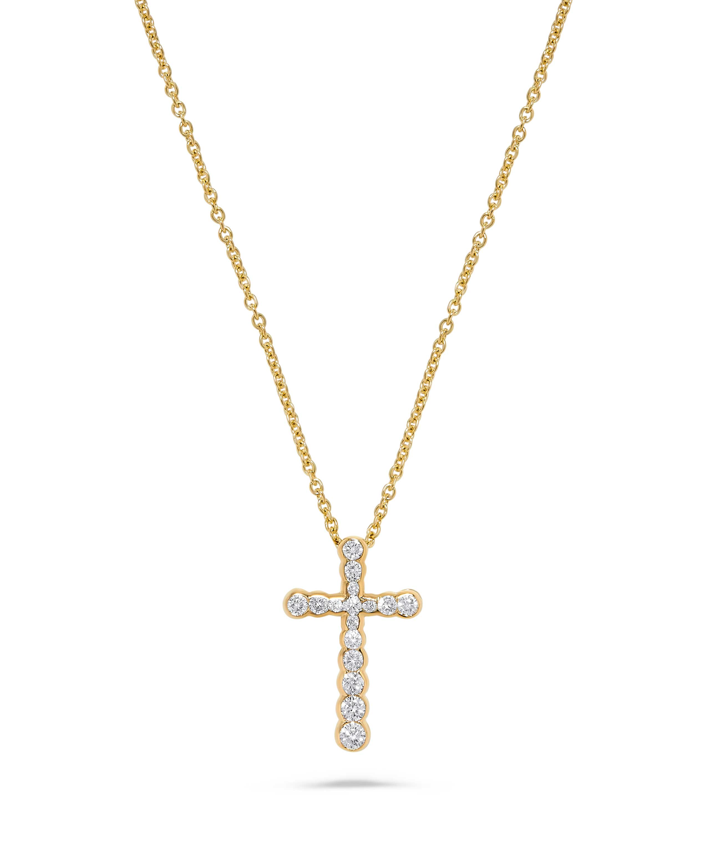 14K Yellow Gold Diamond & Gold Frame Cross Pendant Necklace