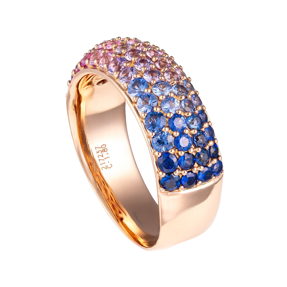 18K Rose Gold Ombre Colored Sapphire Band
