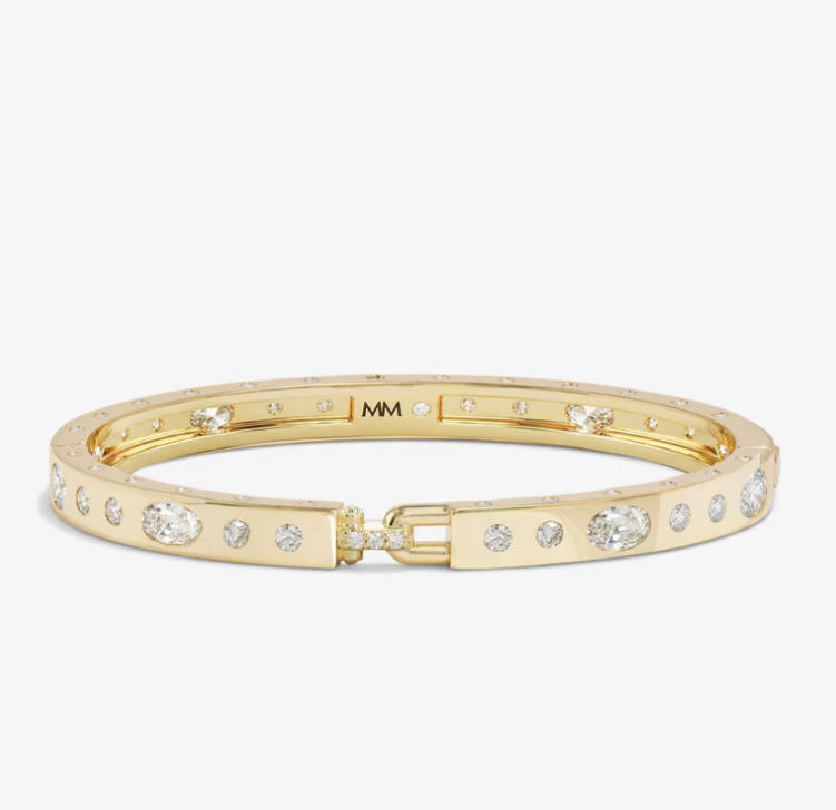 18K Gold Plated Ashley Sunset Lock Cuff in White CZ by Kendra Scott