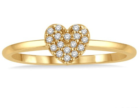 10K YG Diamond Petite Heart Fashion Ring Main image