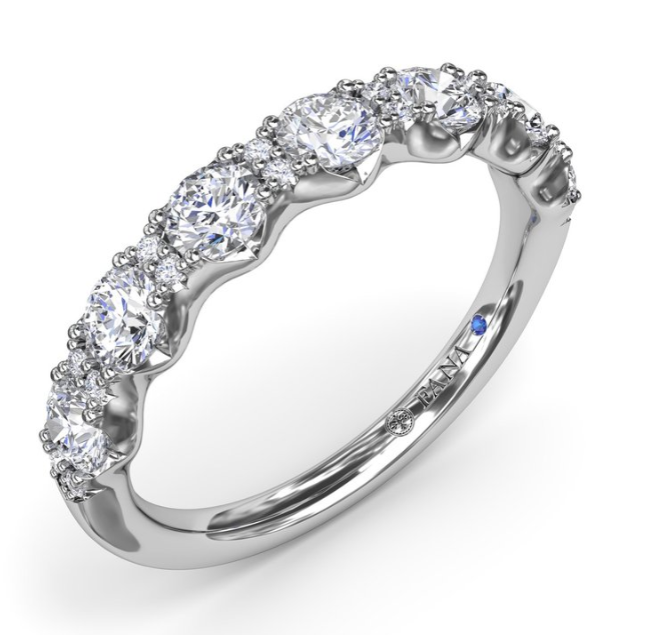 14K WG Scalloped Diamond Anniversary Band by Fana