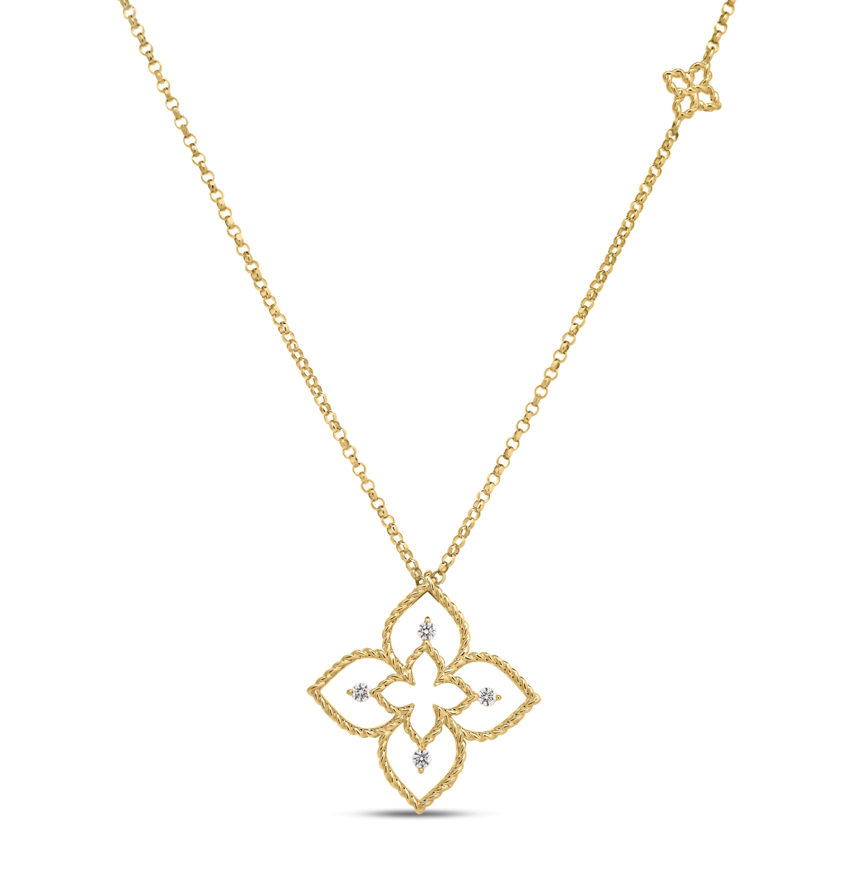 18K Yellow Gold Principessa Open Flower Pendant Necklace by Roberto Coin Main image