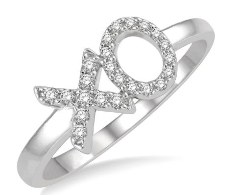 10K WG Diamond Petite "XO" Ring Main image
