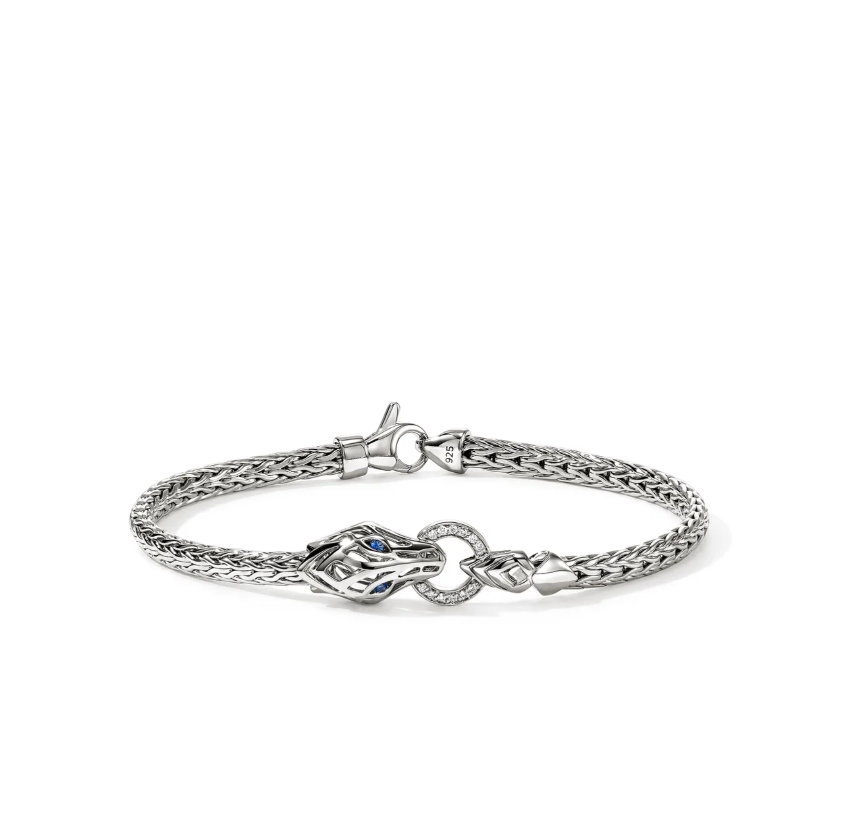 Sterling Silver Modern Naga Dragon Diamond Pave Bracelet with Sapphire by John Hardy Main image