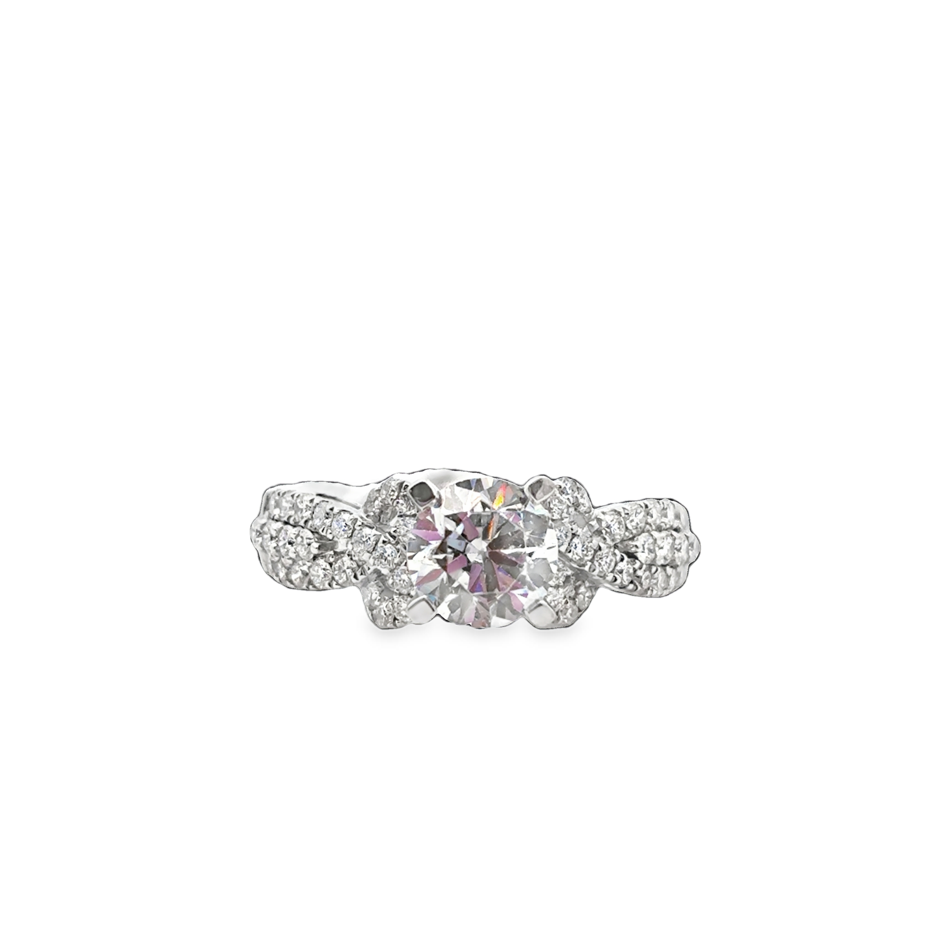 14K WG 78 Rd dia=1/2cttw Pave Eng Ring