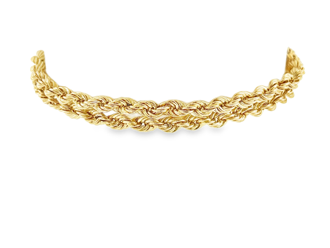 14K Yellow Gold Hollow Double Rope Bracelet *Estate Item Sold as is, Final Sale*