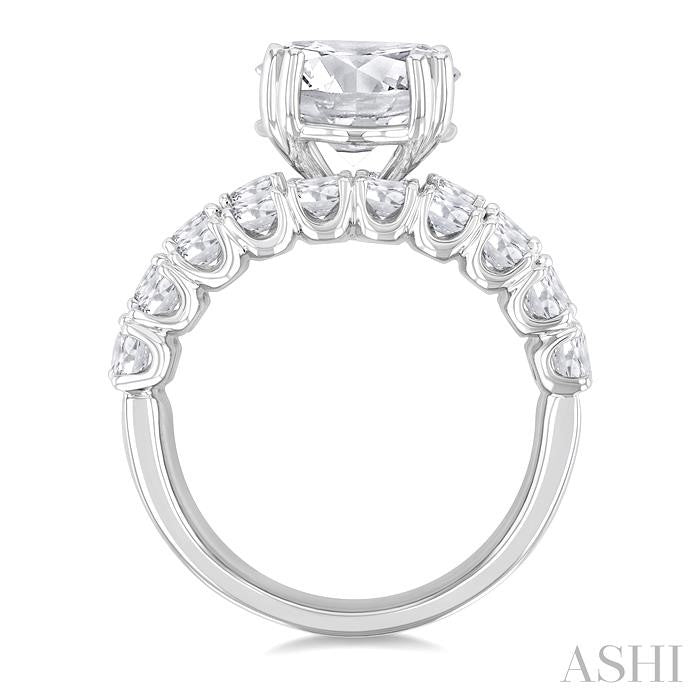 14K WG 3 1/10cttw Diamond Triple Row Shared Prong Semi-Mount Secondary image