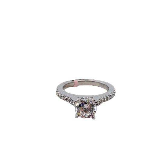 14K WG 1/4cttw Diamond Round Pave Cathedral Semi-Mount