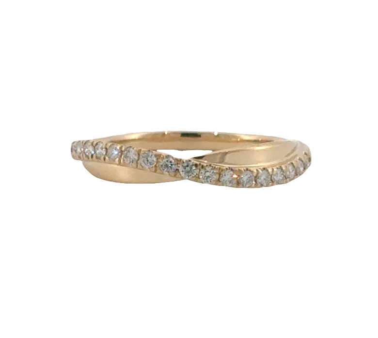 14K Yellow Gold Diamond & High Polish Twist Wedding Band Main image