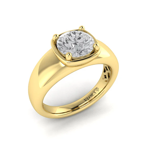 14K Yellow Gold Round Statement Semi-Mount by Vlora Secondary image