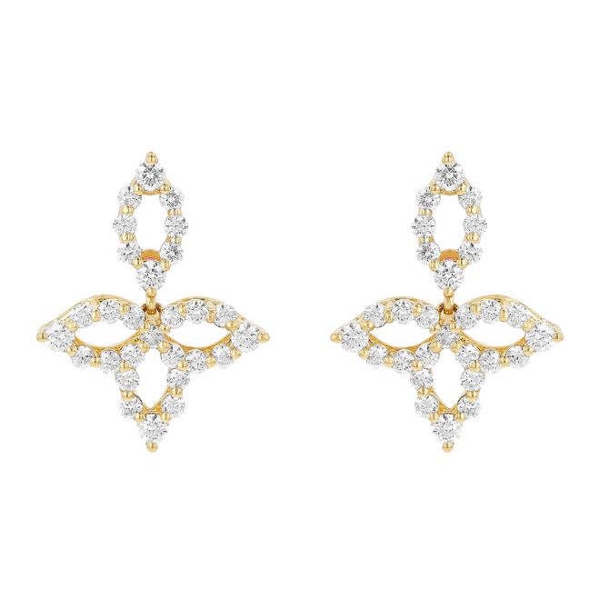 18K Yellow Gold Princess Diamond Flower Petal Drop Earrings by Roberto Coin Secondary image