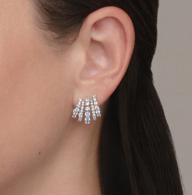 18K White Gold Diamond Lyric 5-Row Huggies by KWIAT
