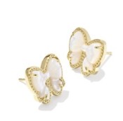 Haley Gold Plated Bow Stud Earrings in MOP by Kendra Scott
