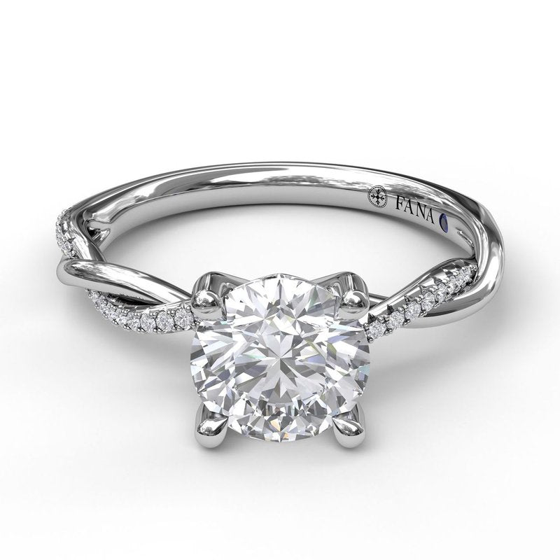 14K White Gold Polished & Diamond Tight Twist Semi-Mount by FANA