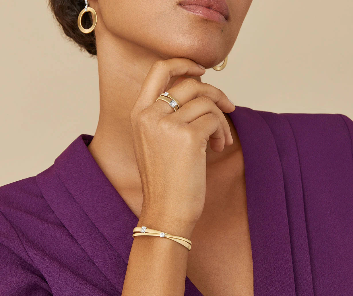 18K YG Masai 2-Strand Coil Bracelet with Diamonds by Marco Bicego