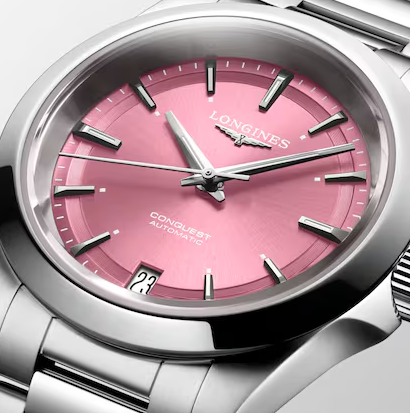 Longines Conquest 34mm Watch with Sunray Pink Dial