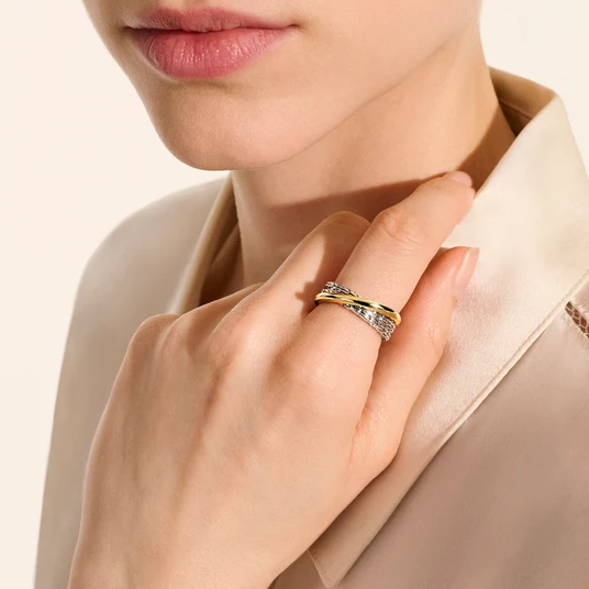 Sterling Silver & 14K Yellow Gold Essential Crossover Band by John Hardy