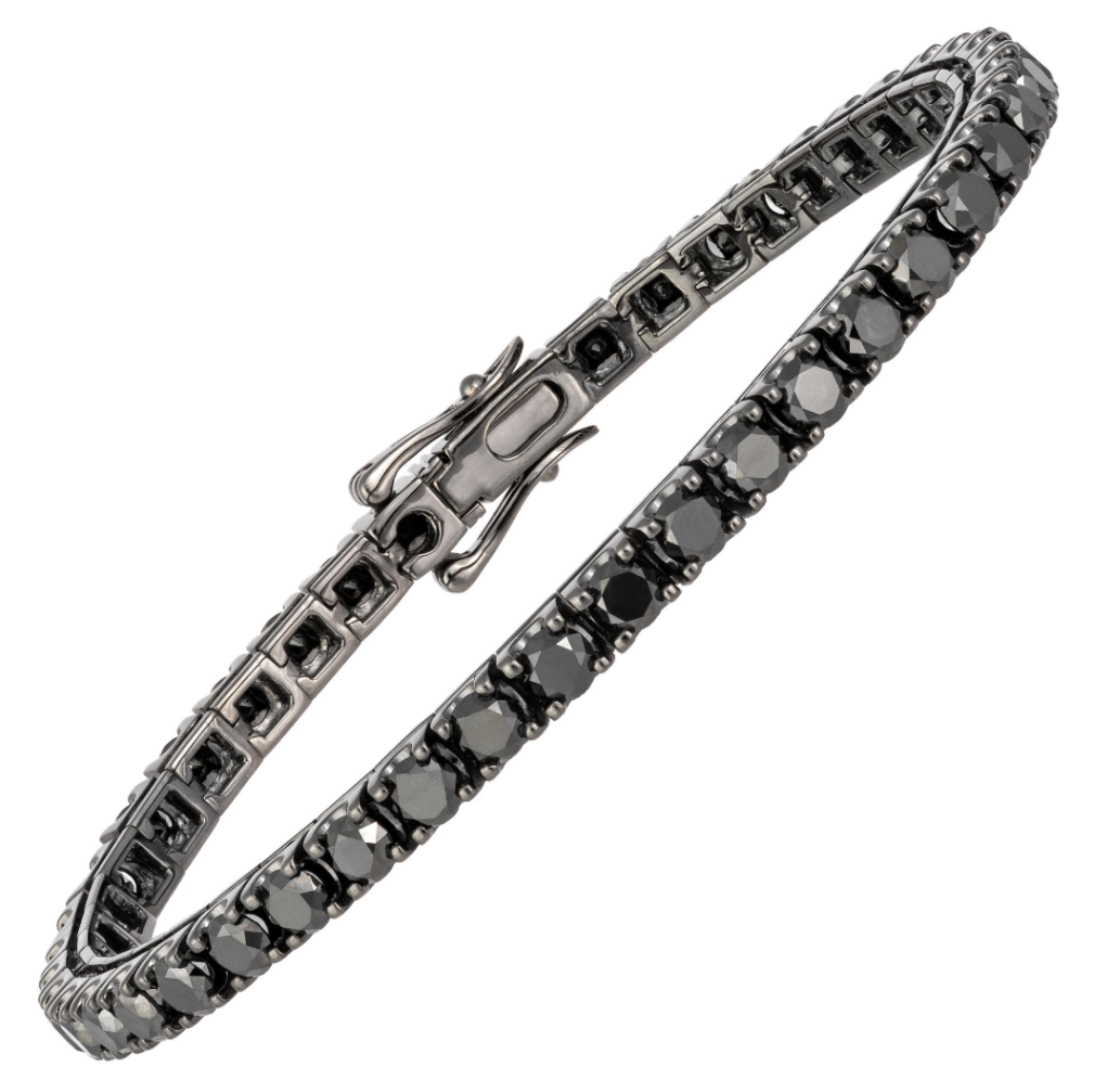 18K White Gold & Black Rhodium Black Diamond Tennis Bracelet Main image