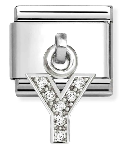 Stainless Steel & Sterling Silver Letter Y Initial Dangle Charm