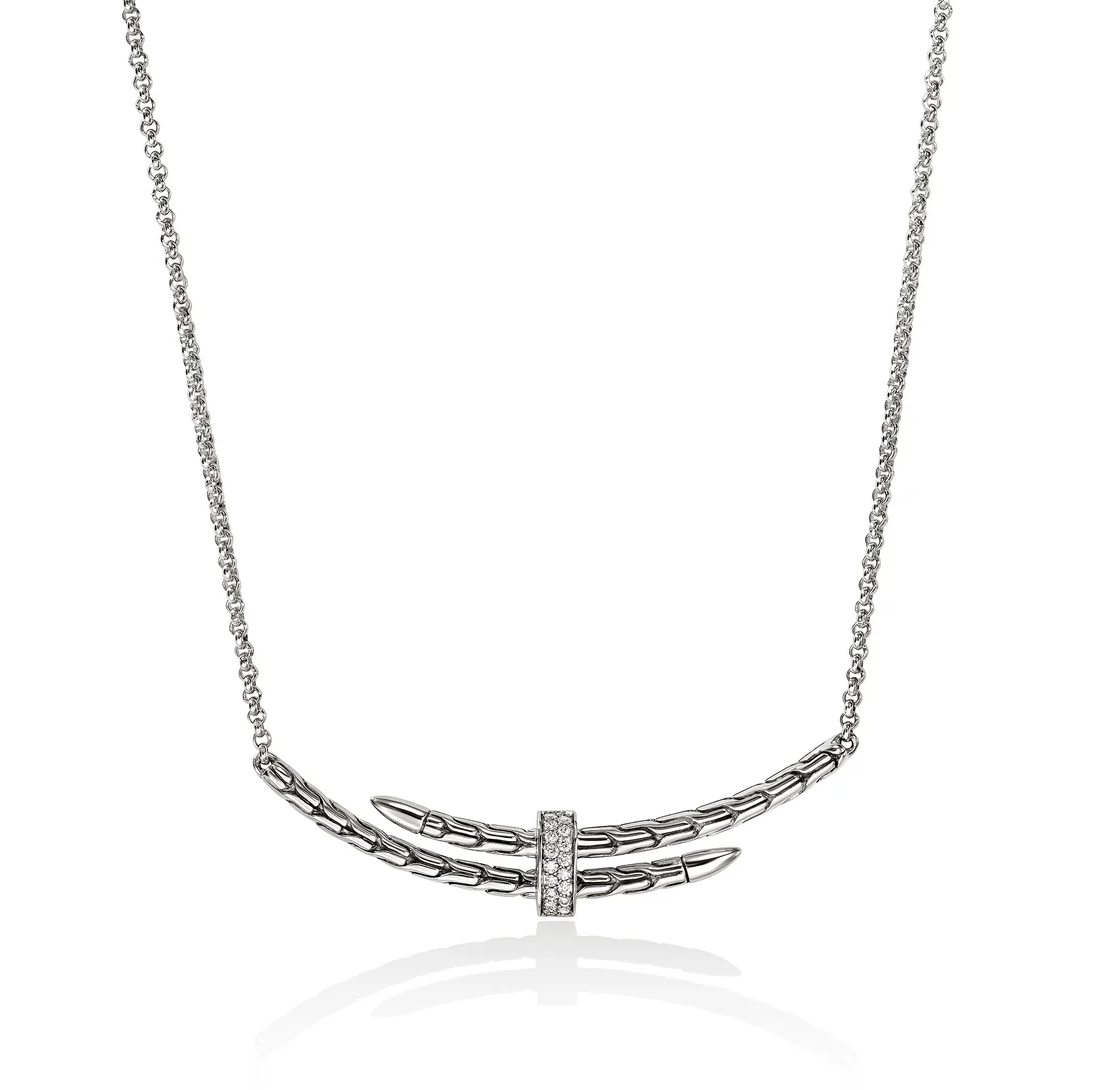 Sterling Silver Spear Pave Diamond Bar Pendant by John Hardy Main image