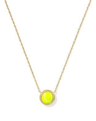Gold Plated Tennis Ball Short Pendant Necklace in Chartreuse Magnesite by Kendra Scott Main image