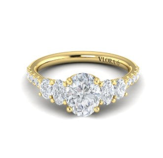 14K YG Oval 5-Stone Diamond Semi-Mount by Vlora Main image
