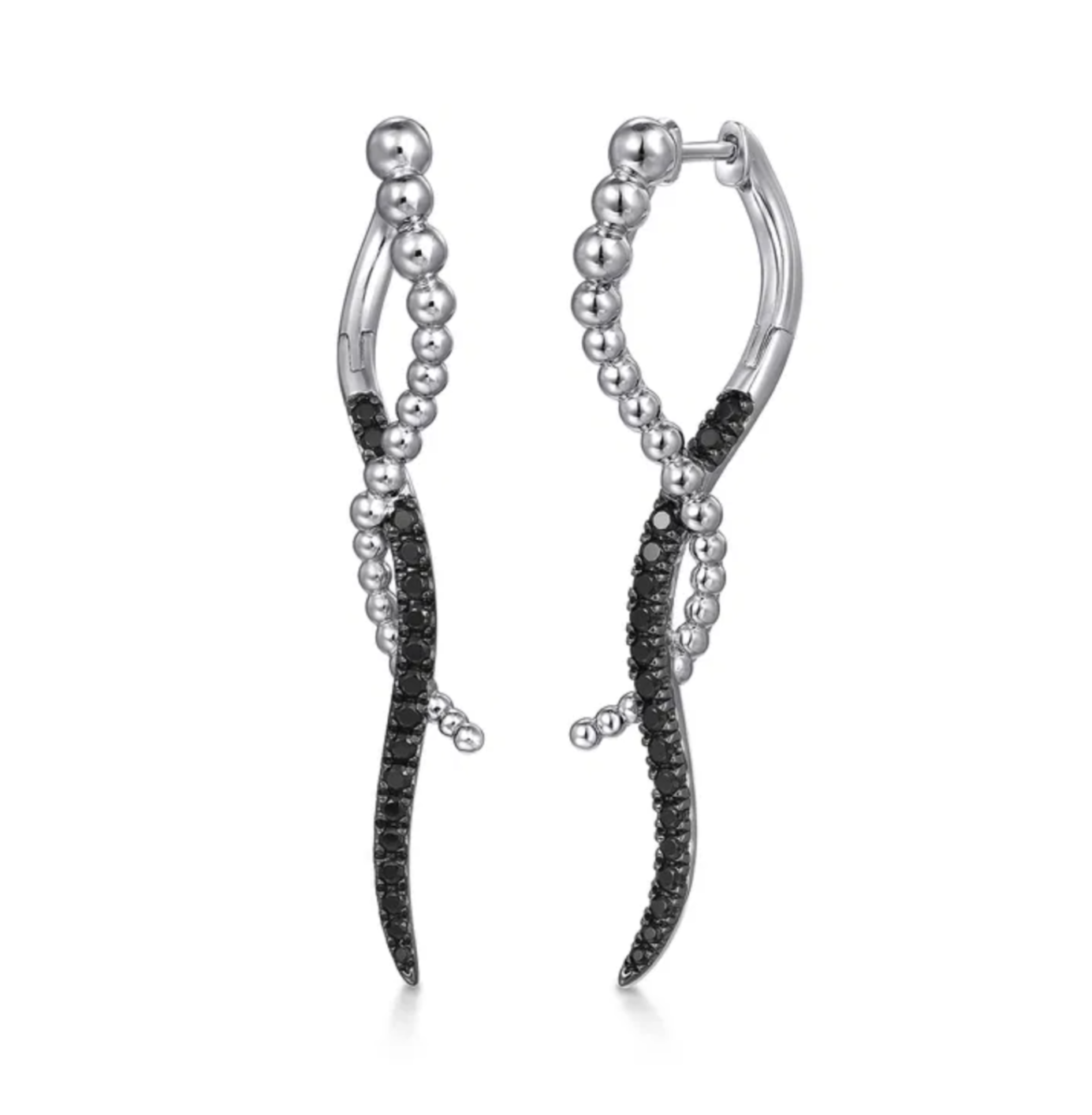 Sterling Silver Bujukan Black Spinel Drop Earrings by Gabriel NY