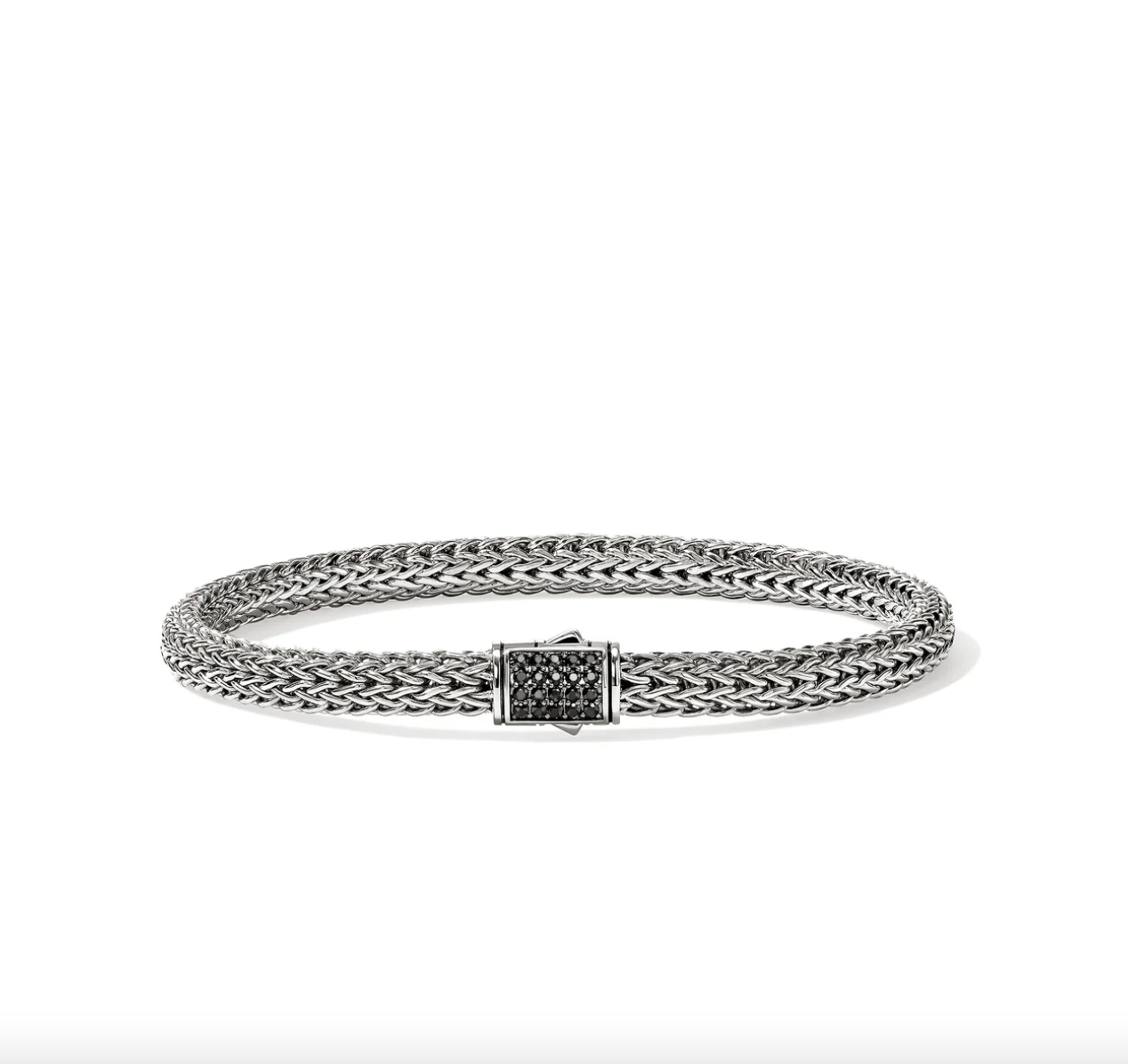 Sterling Silver Icon 5mm Bracelet with Treated Black Sapphire Clasp by John Hardy