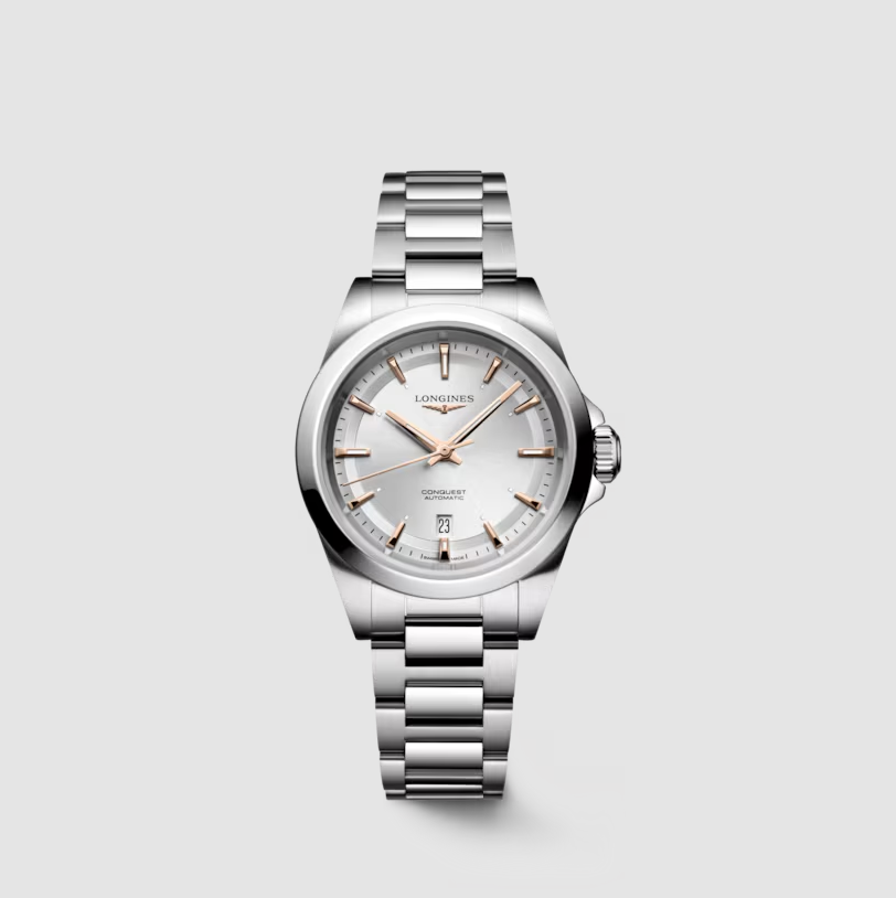 Longines Conquest 30mm Watch wit Silver Dial & Pink Hands