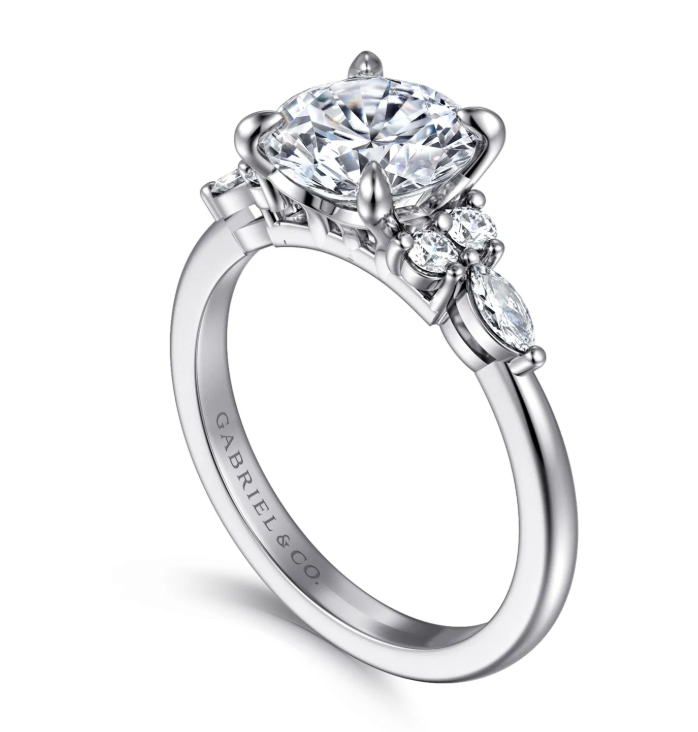 14K White Gold "Avah" Round Diamond Cluster Semi-Mount by Gabriel NY