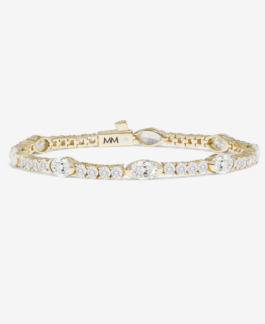 18K Gold Plated She's so Extra Tennis Bracelet in White CZ by Melinda Maria